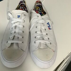 Fila White Kids Sneakers with Multicolor Floral Lining